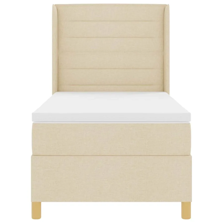 Lit à ressorts avec matelas Crème 100 x 200 cm tissu - 7