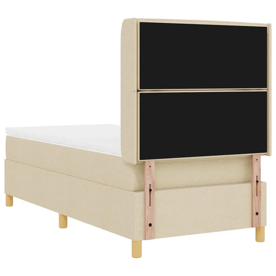 Lit à ressorts avec matelas Crème 100 x 200 cm tissu - 9