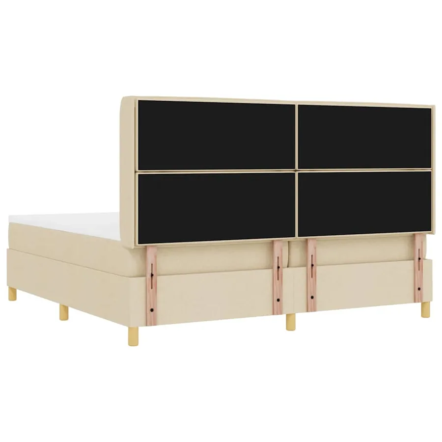 Lit à ressorts avec matelas avec LED Crème 200 x 200 cm tissu - 10