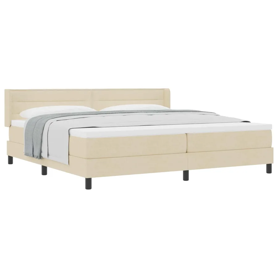 Lit à ressorts avec matelas Crème 200 x 200 cm tissu - 2
