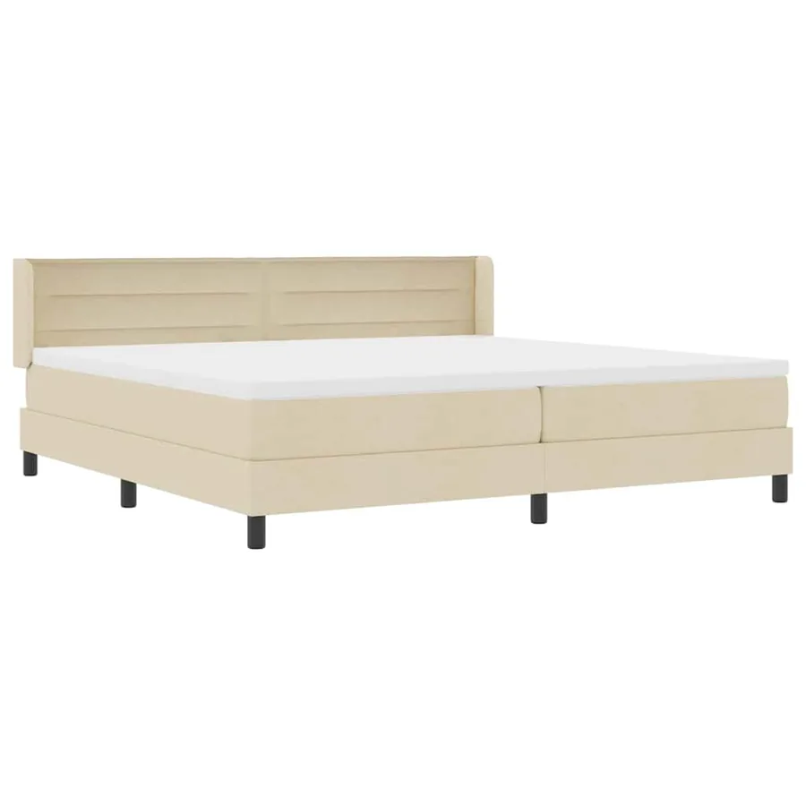 Lit à ressorts avec matelas Crème 200 x 200 cm tissu - 6