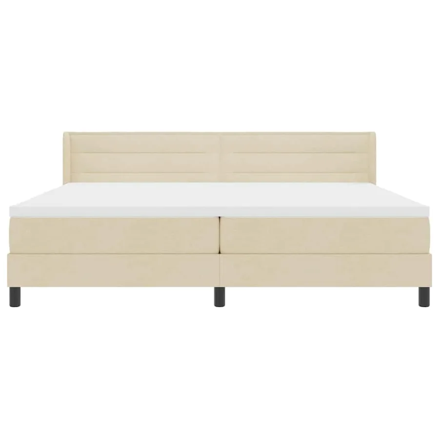 Lit à ressorts avec matelas Crème 200 x 200 cm tissu - 7