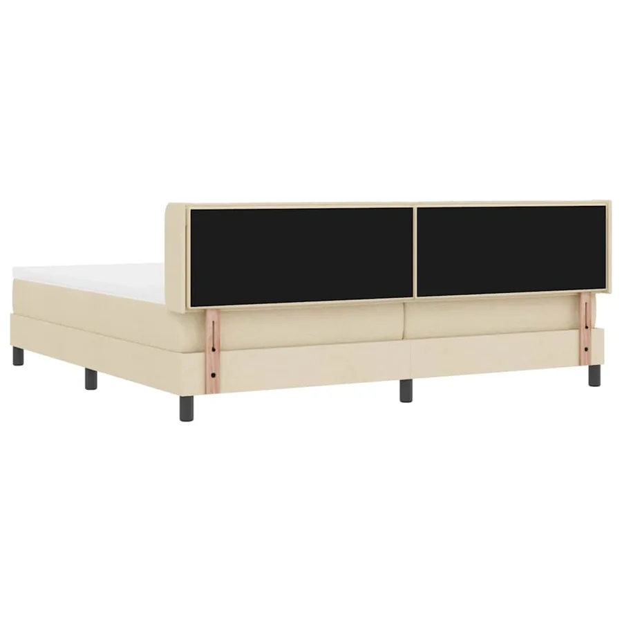 Lit à ressorts avec matelas Crème 200 x 200 cm tissu - 9