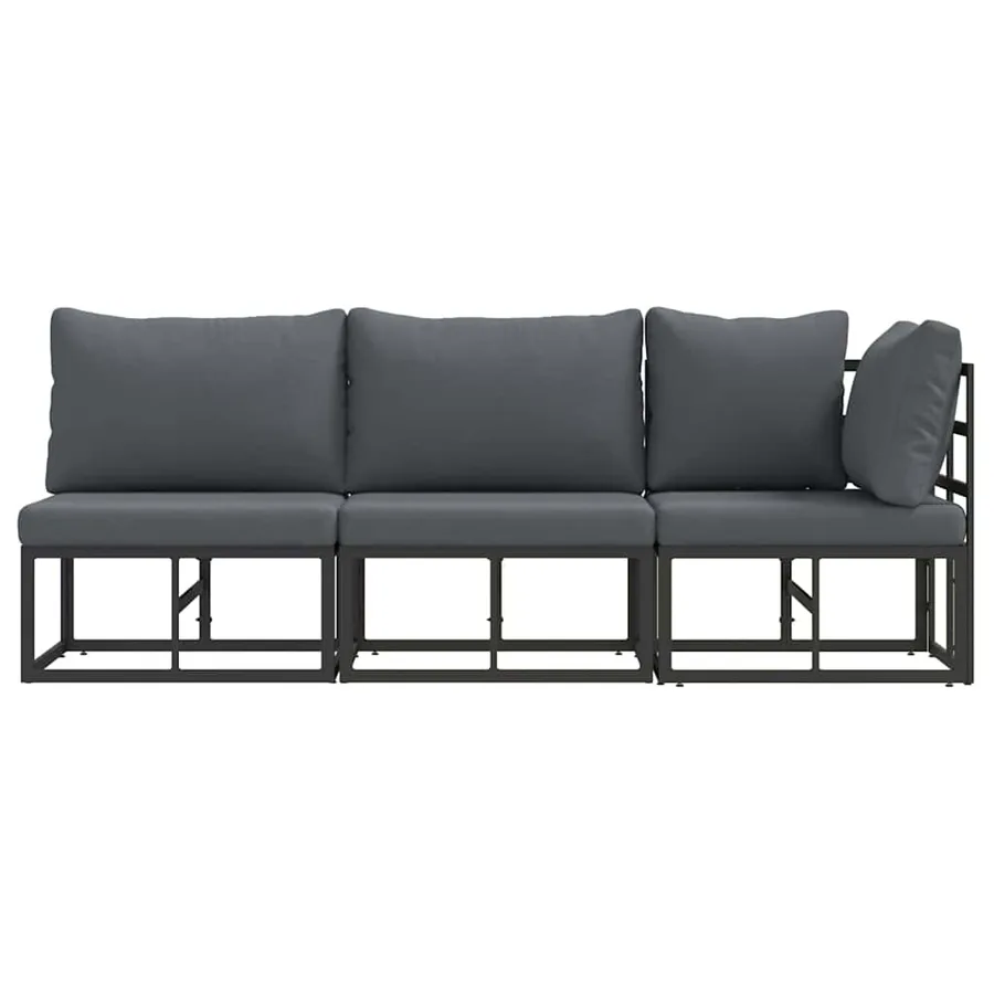 Mobilier de jardin 3 Pièce Noir et anthracite Métal - 5