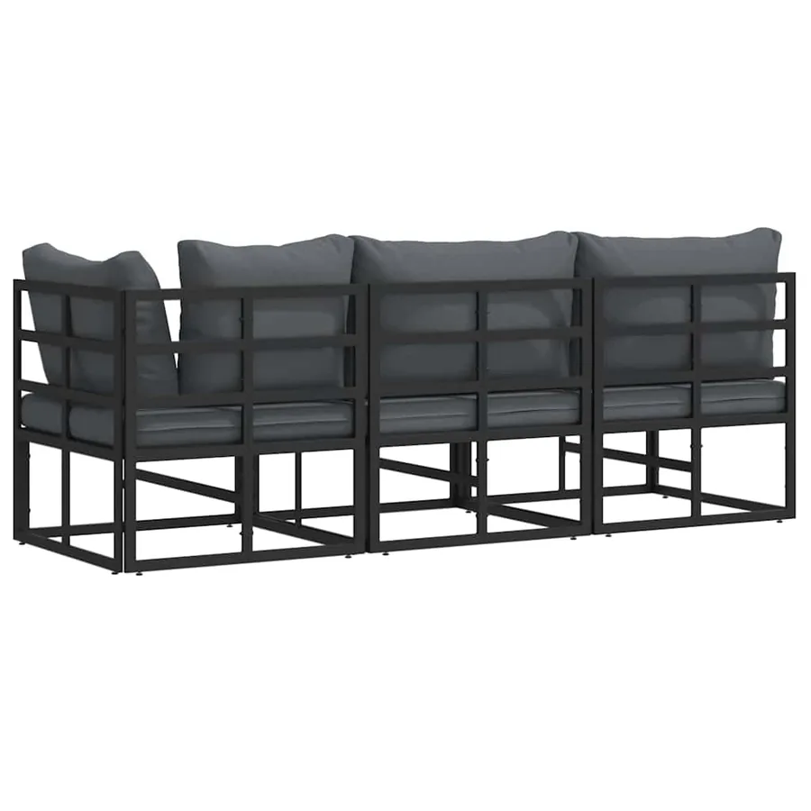 Mobilier de jardin 3 Pièce Noir et anthracite Métal - 7