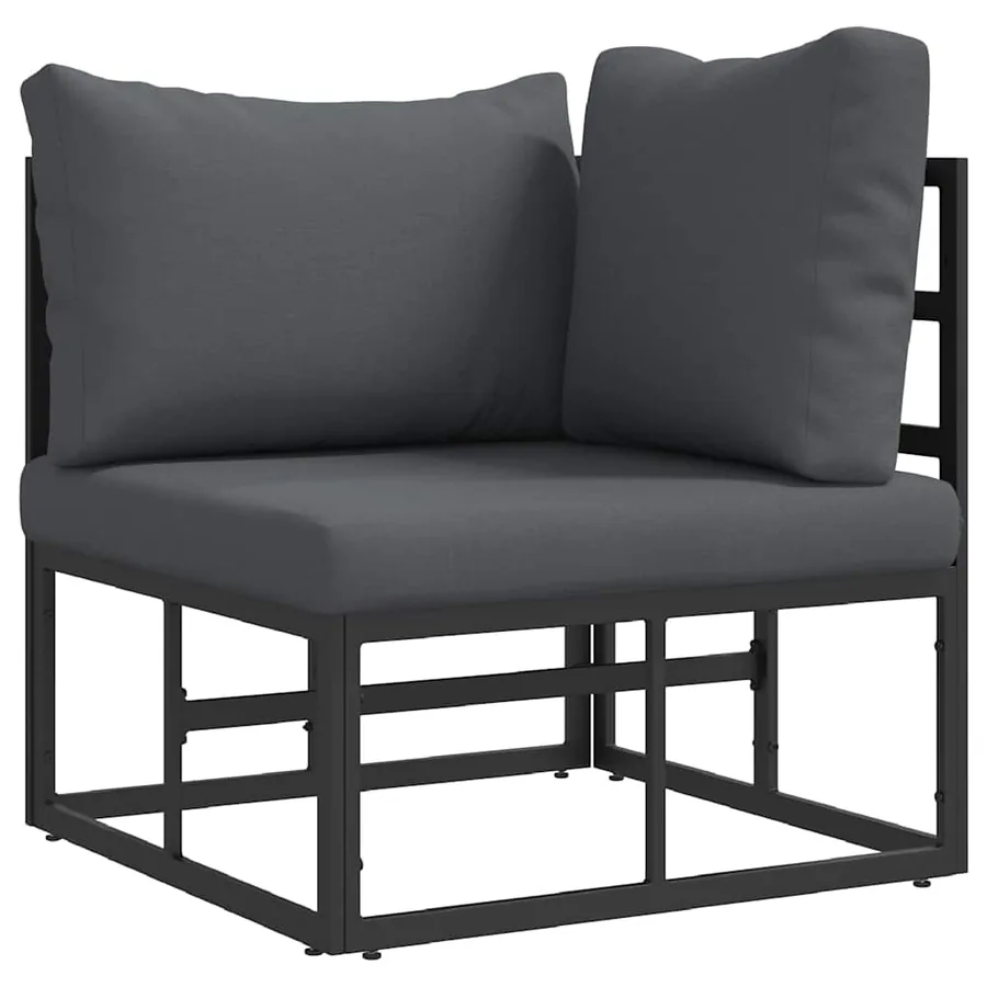Mobilier de jardin 3 Pièce Noir et anthracite Métal - 9