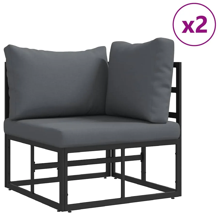 Ensemble de canapé de jardin 3 pcs Noir Métal - 3