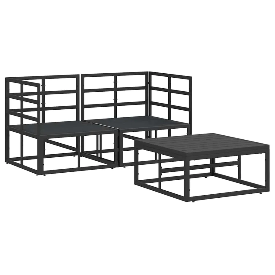 Ensemble de canapé de jardin 3 pcs Noir Métal - 6