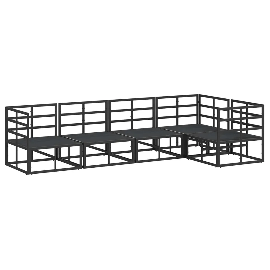 Ensemble de canapé de jardin avec coussin 5 pcs Noir Aluminium - 5