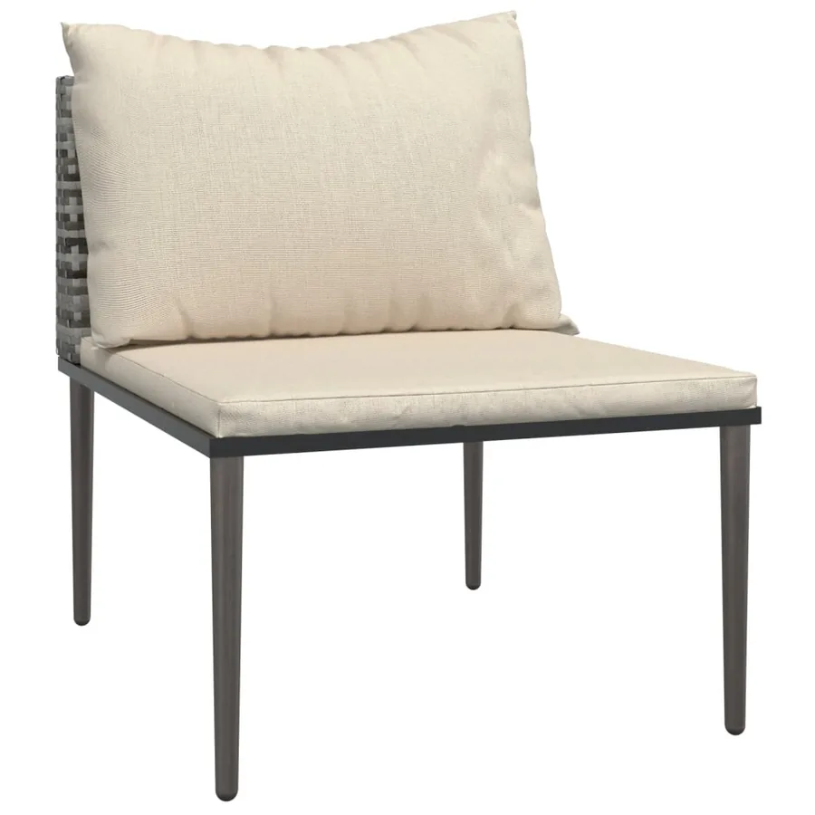 Salon de jardin 3 pcs avec coussins Gris Résine tressée - 5