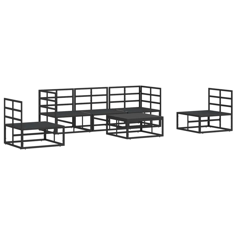 Ensemble de canapé de jardin avec coussin 6 pcs Noir Aluminium - 6