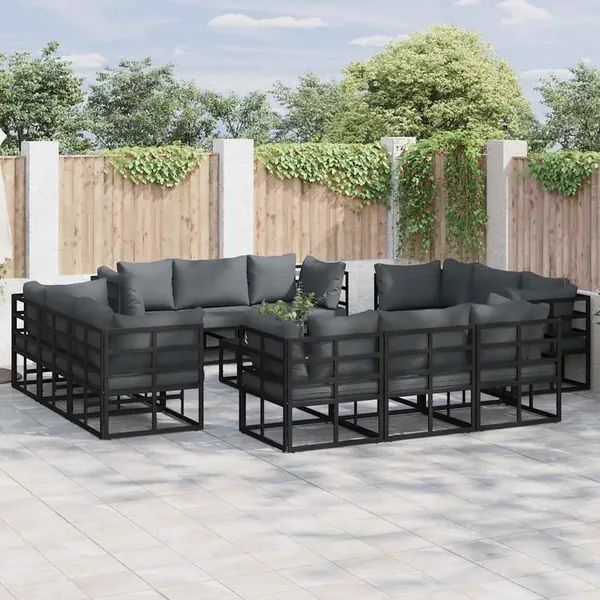 Ensemble de canapé de jardin 13 pcs Noir Métal