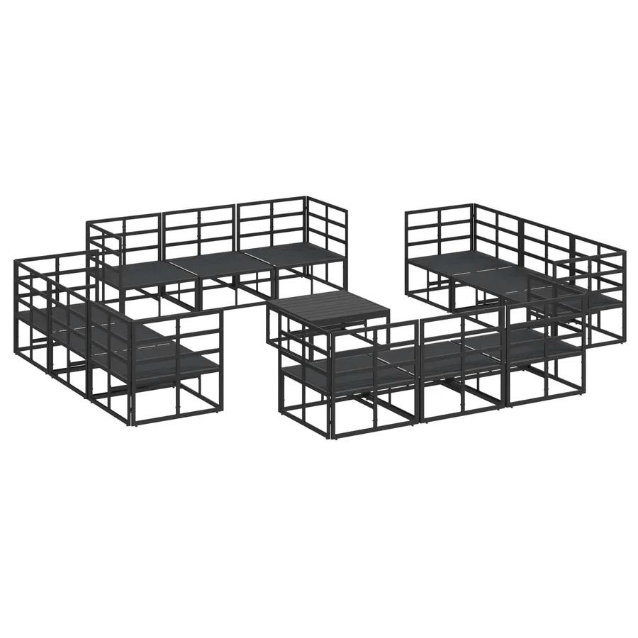 Ensemble de canapé de jardin 13 pcs Noir Métal - 6