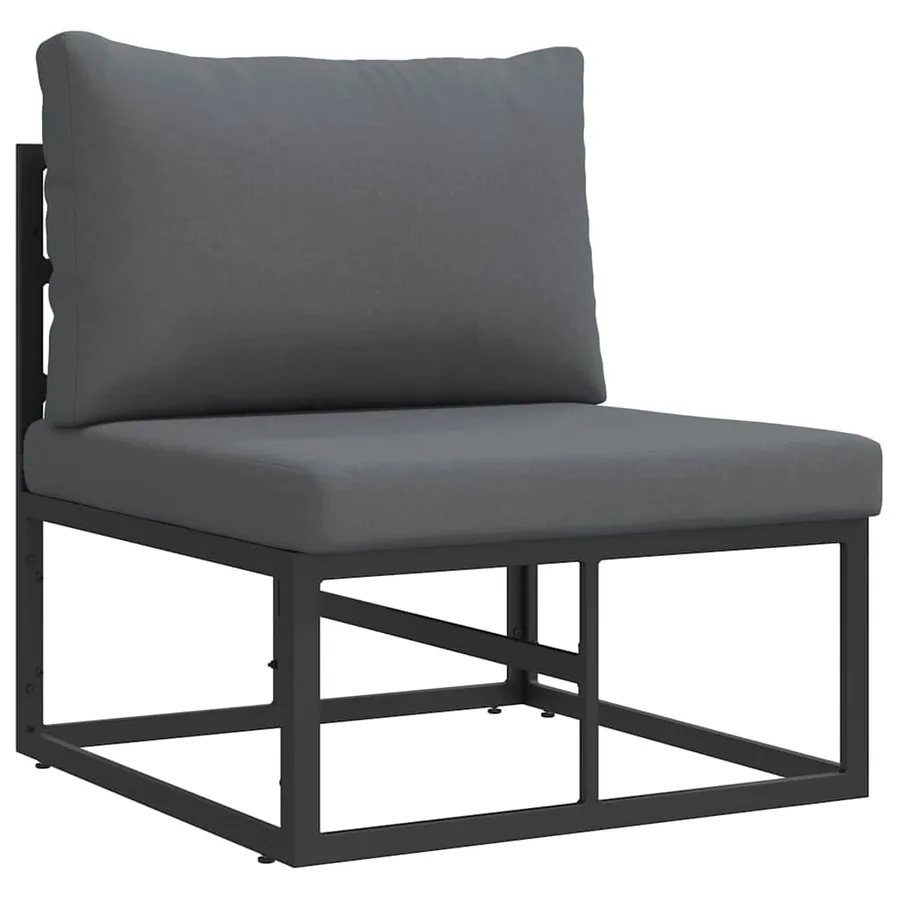 Ensemble de canapé de jardin avec coussin 4 pcs Noir Aluminium - 5