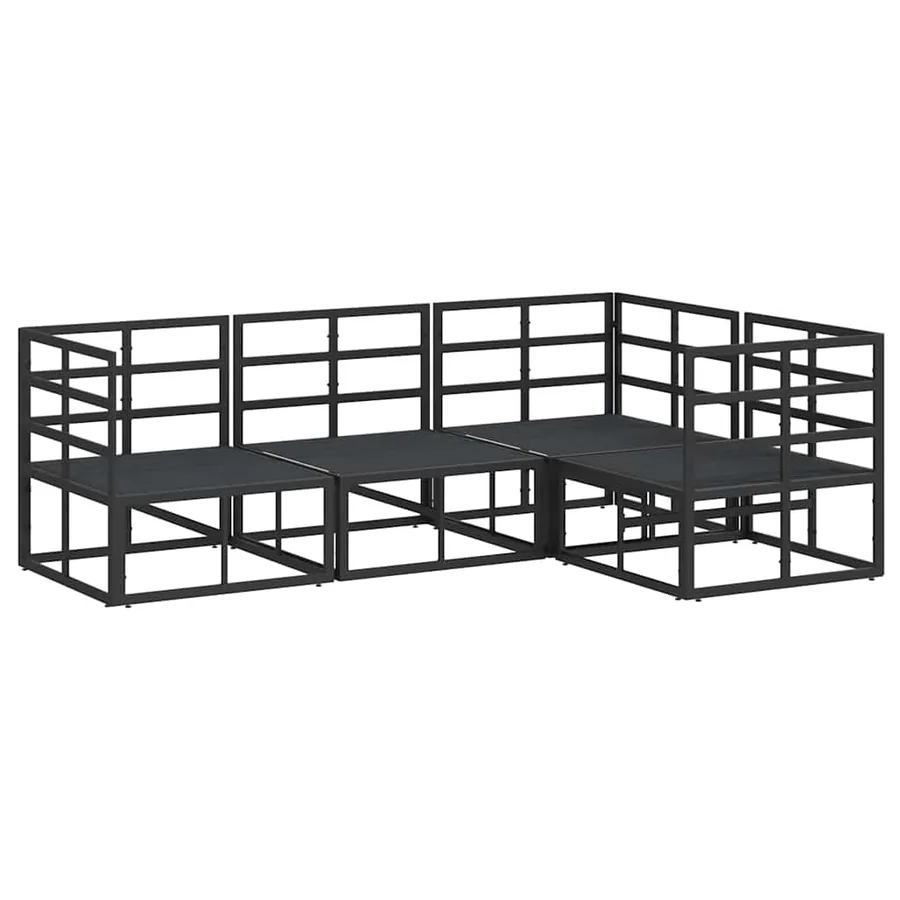 Ensemble de canapé de jardin avec coussin 4 pcs Noir Aluminium - 6