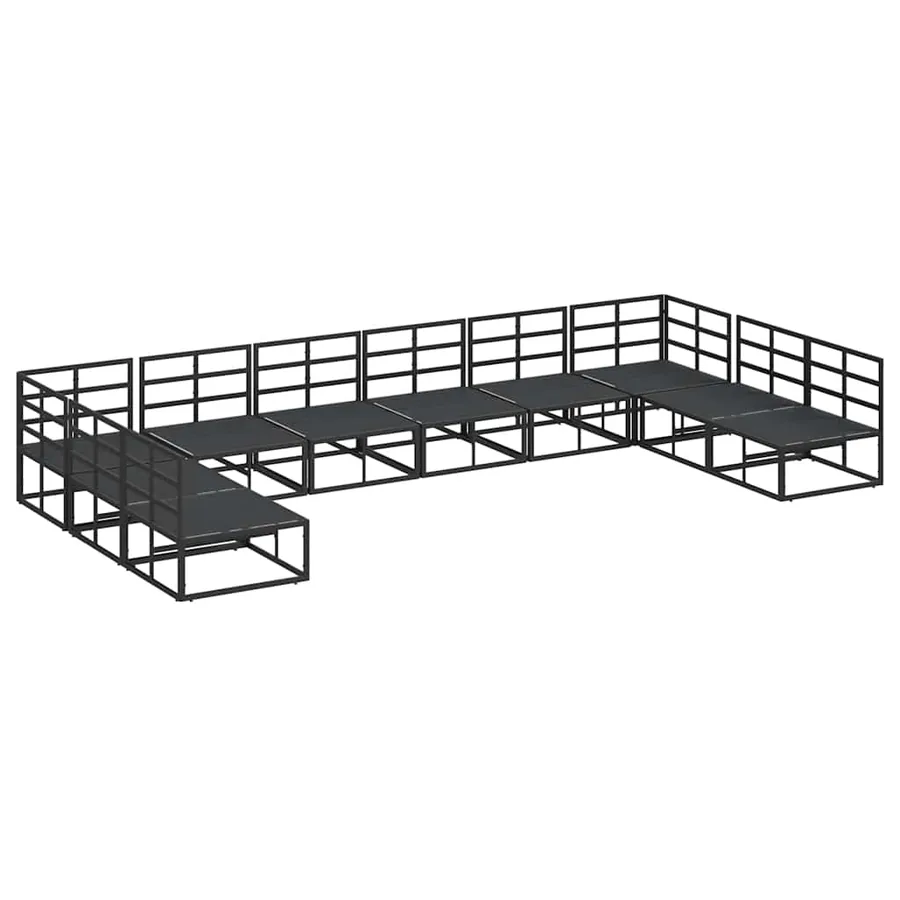 Ensemble de canapé de jardin avec coussin 10 pcs Noir Aluminium - 5