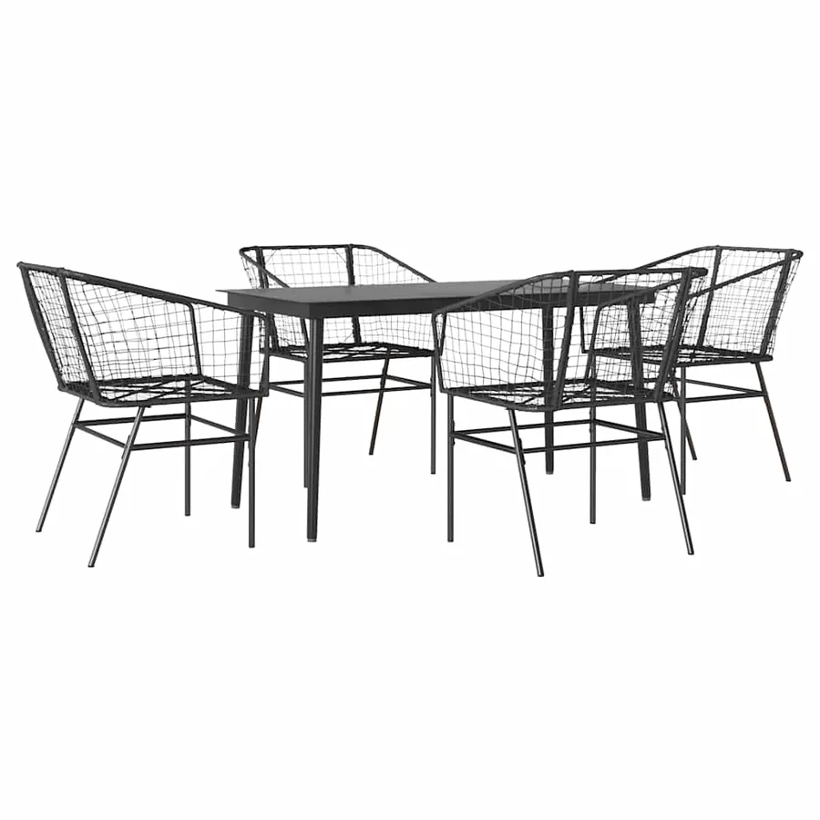 Ensemble à manger de jardin 5 pcs noir résine tressée verre - 2