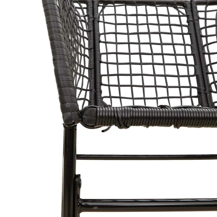 Ensemble à manger de jardin 5 pcs noir résine tressée verre - 8