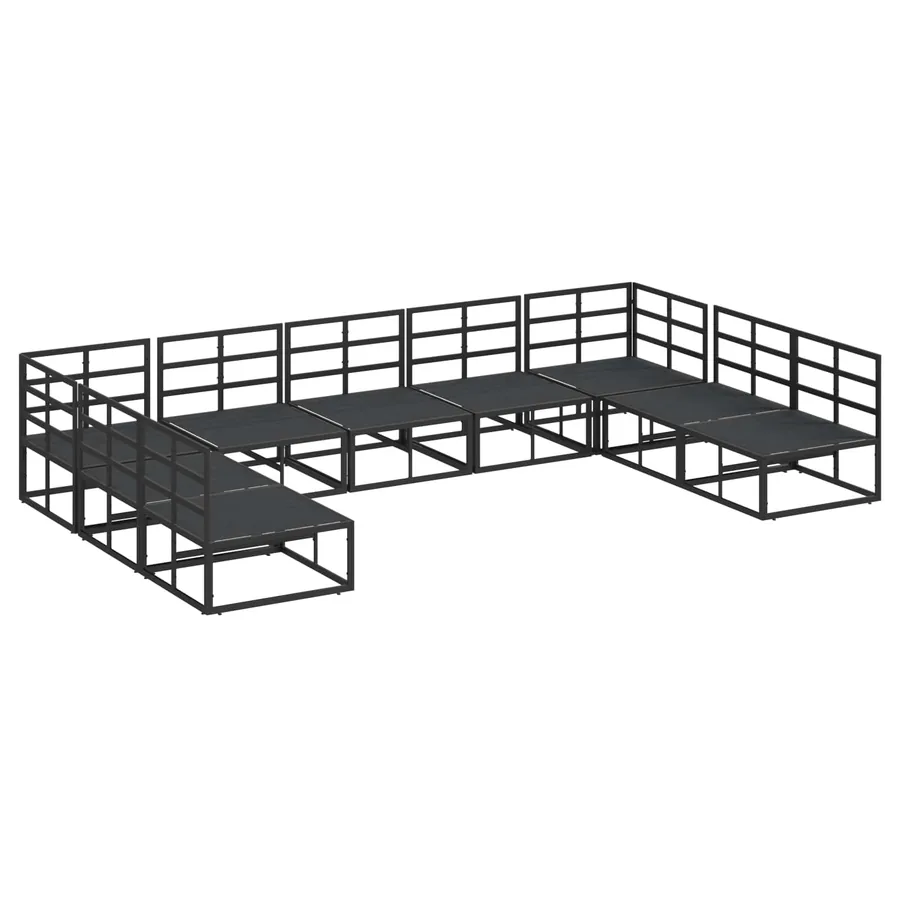 Ensemble de canapé de jardin avec coussin 9 pcs Noir Aluminium - 7