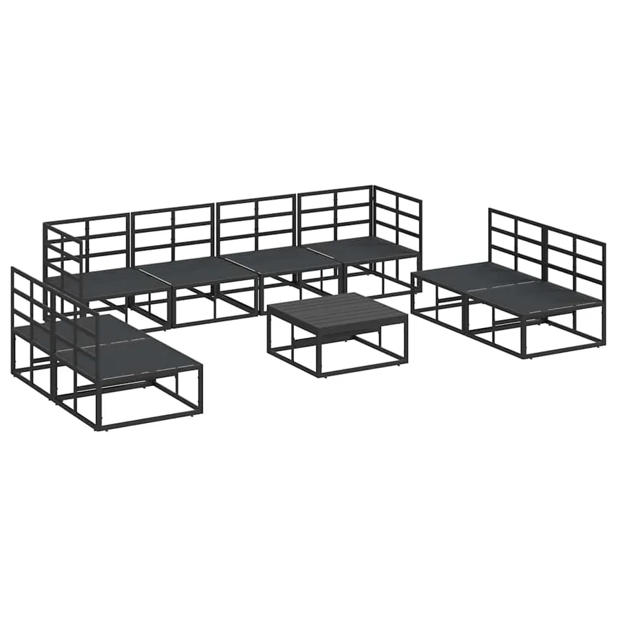 Ensemble de canapé de jardin avec coussin 9 pcs Noir Aluminium - 6