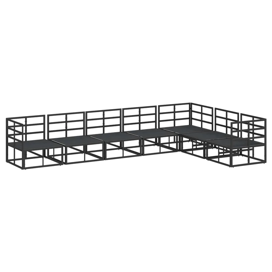 Ensemble de canapé de jardin avec coussin 7 pcs Noir Aluminium - 7