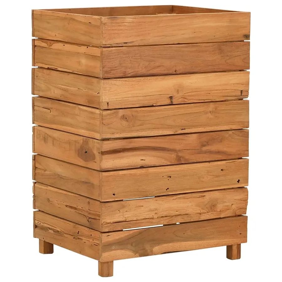 Lit surélevé 50x40x72 cm bois de teck recyclé et acier - 2