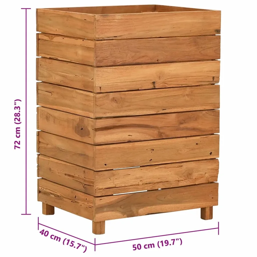 Lit surélevé 50x40x72 cm bois de teck recyclé et acier - 8
