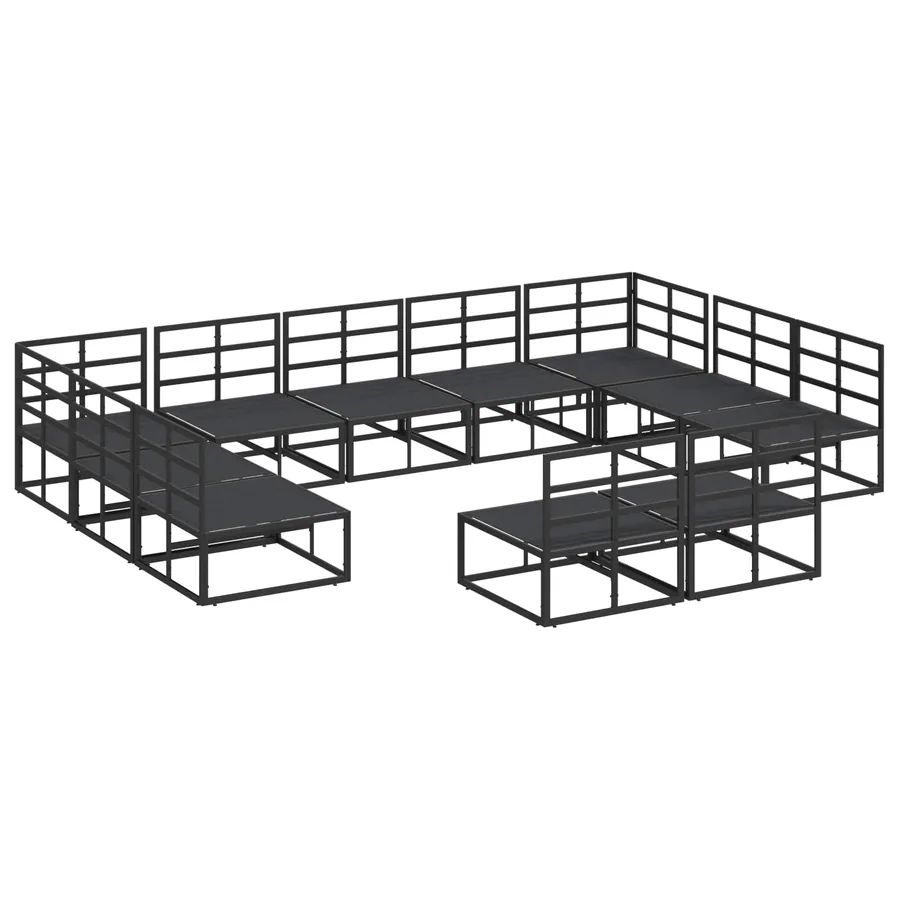 Ensemble de canapé de jardin avec coussin 11 pcs Noir Aluminium - 5