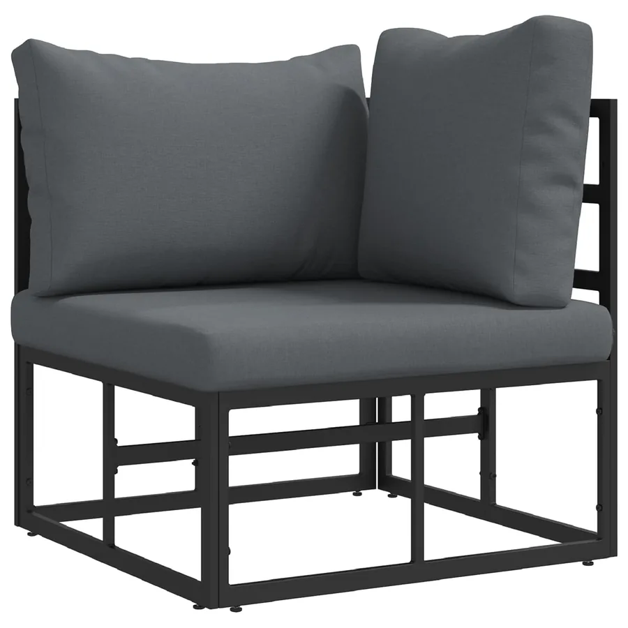 Ensemble de canapé de jardin avec coussin 11 pcs Noir Aluminium - 7
