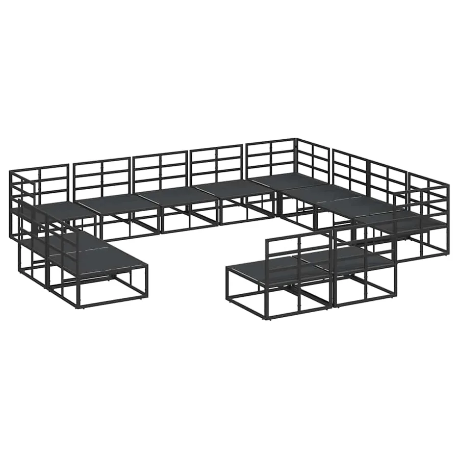 Ensemble de canapé de jardin avec coussin 12 pcs Noir Aluminium - 5