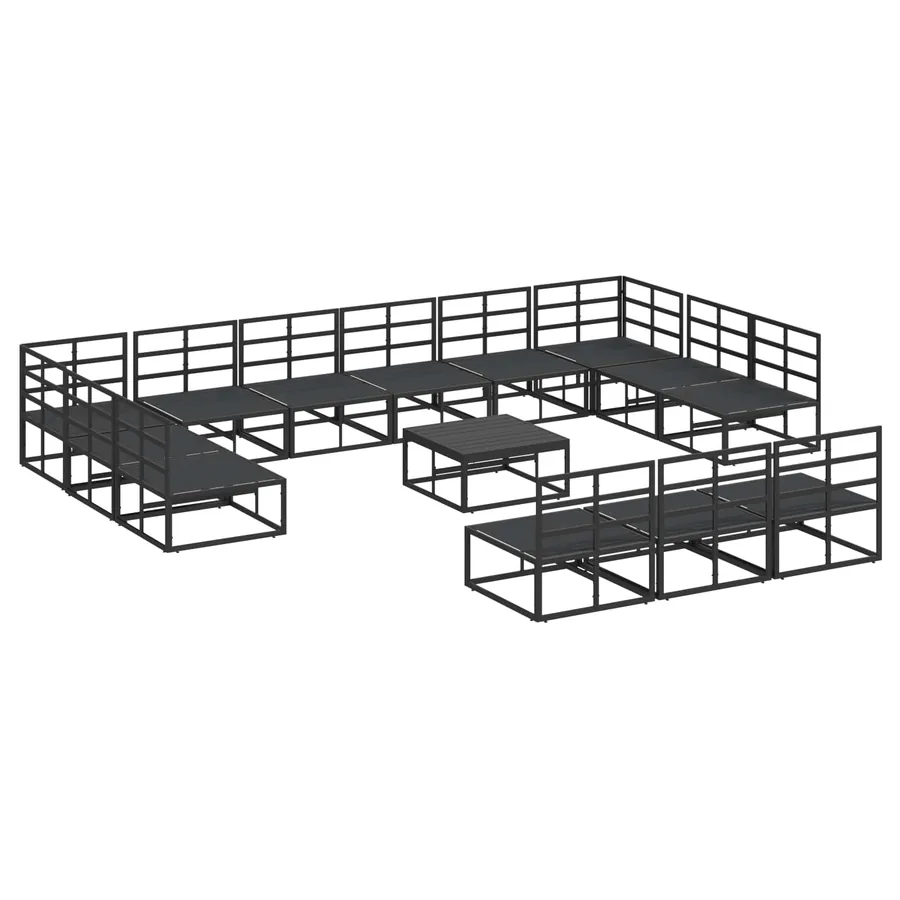 Ensemble de canapé de jardin avec coussin 14 pcs Noir Aluminium - 6