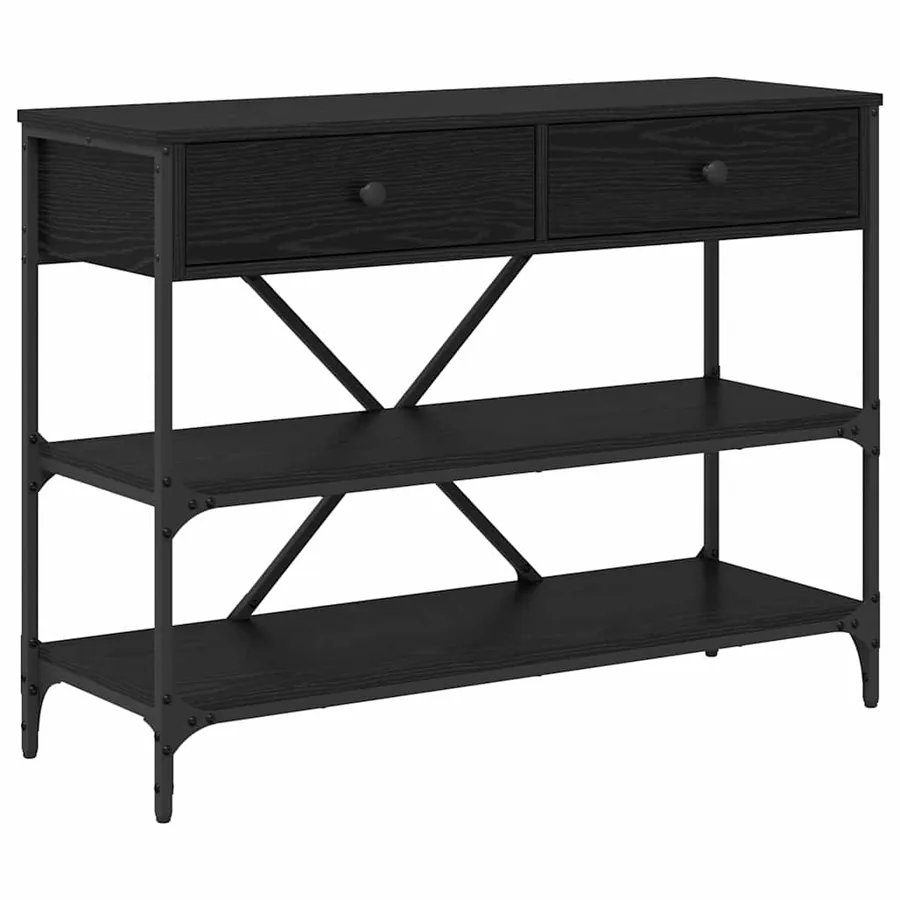 Table console avec tiroir Chêne noir 100 x 34,5 x 75 cm bois - 2