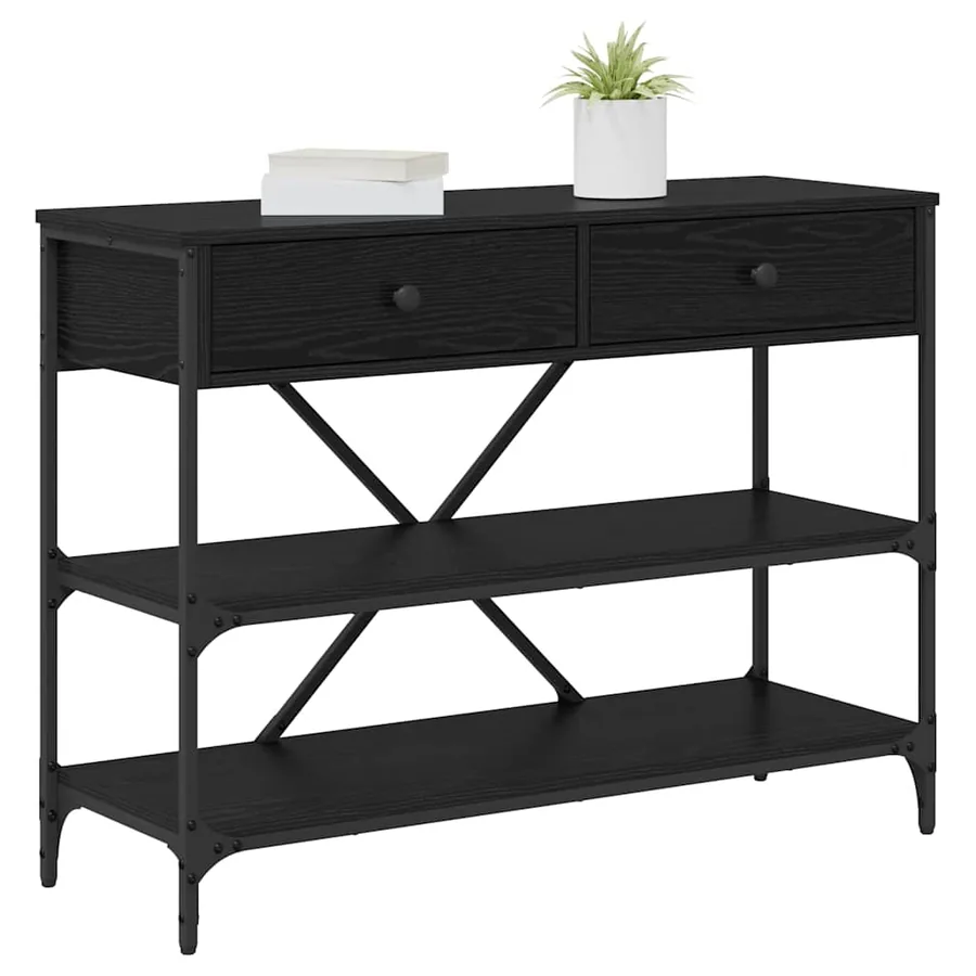 Table console avec tiroir Chêne noir 100 x 34,5 x 75 cm bois - 3