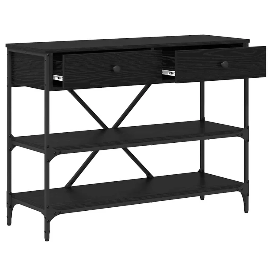 Table console avec tiroir Chêne noir 100 x 34,5 x 75 cm bois - 5