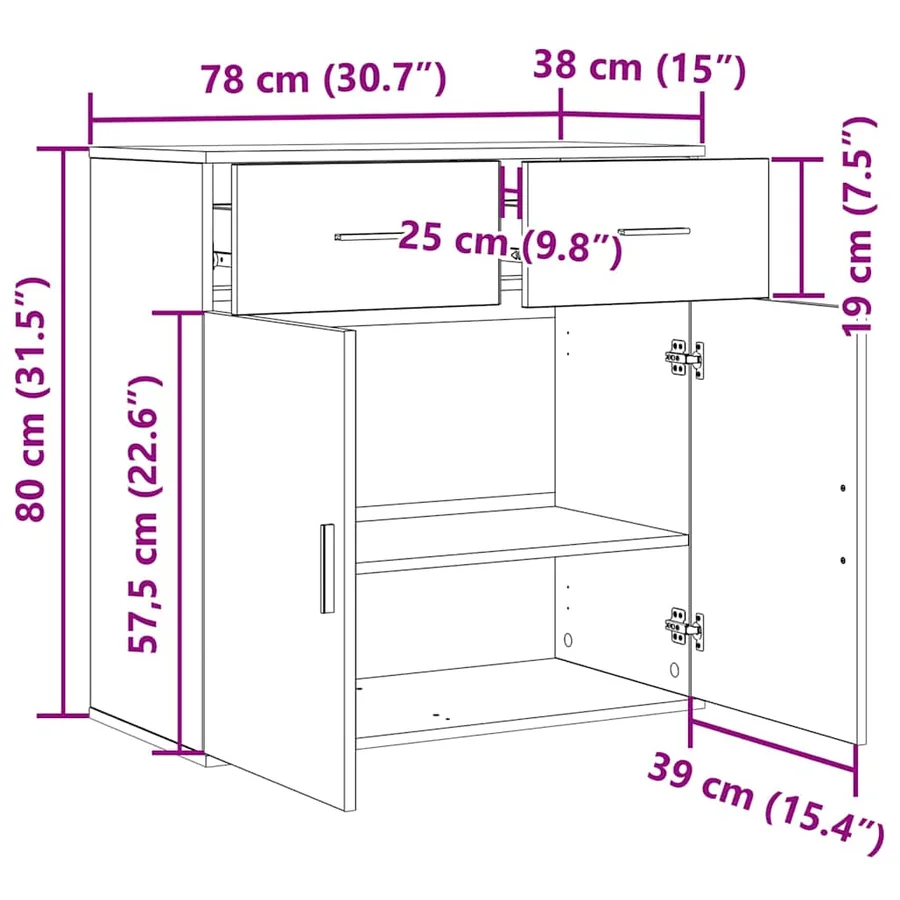 Buffet Chêne artisanal 78 x 38 x 80 cm Bois d'ingénierie - 12