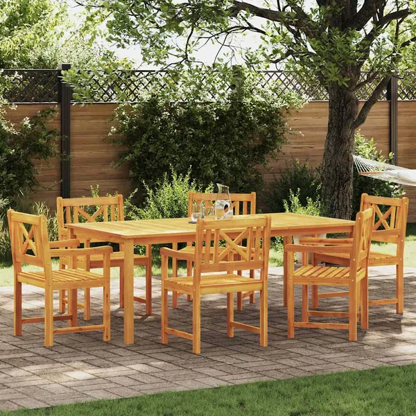 Ensemble de salle à manger pour jardin 7 pcs Marron