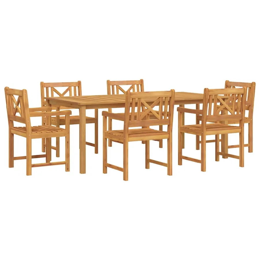 Ensemble de salle à manger pour jardin 7 pcs Marron - 2