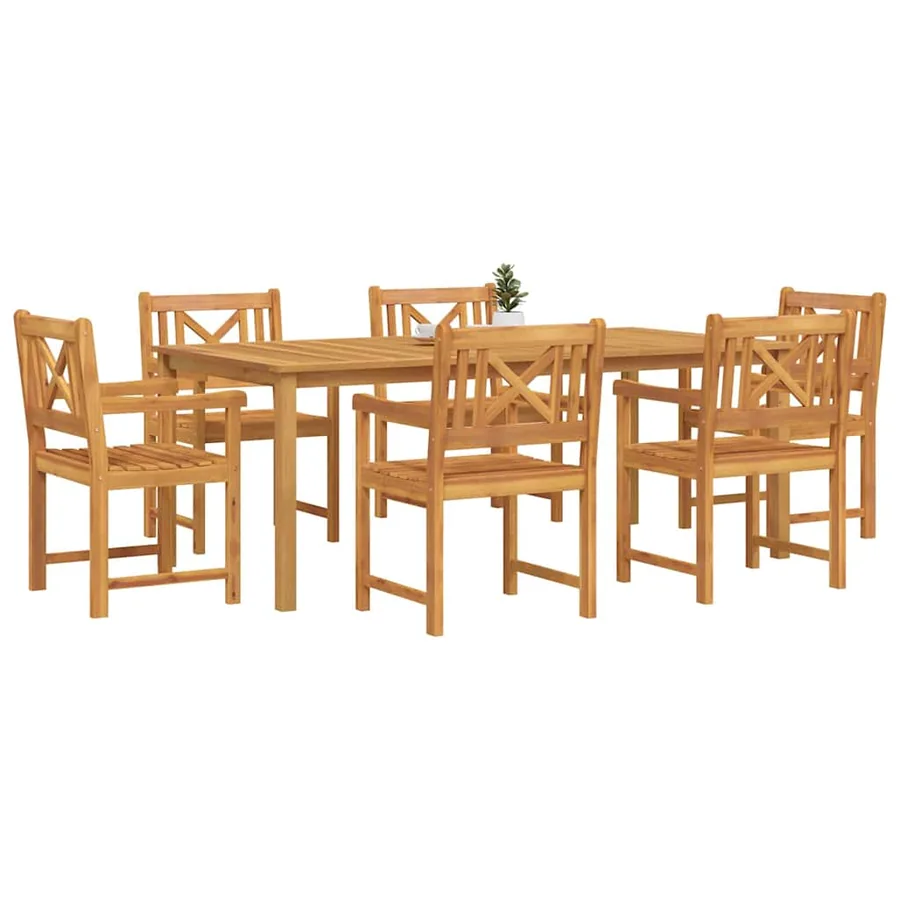 Ensemble de salle à manger pour jardin 7 pcs Marron - 3