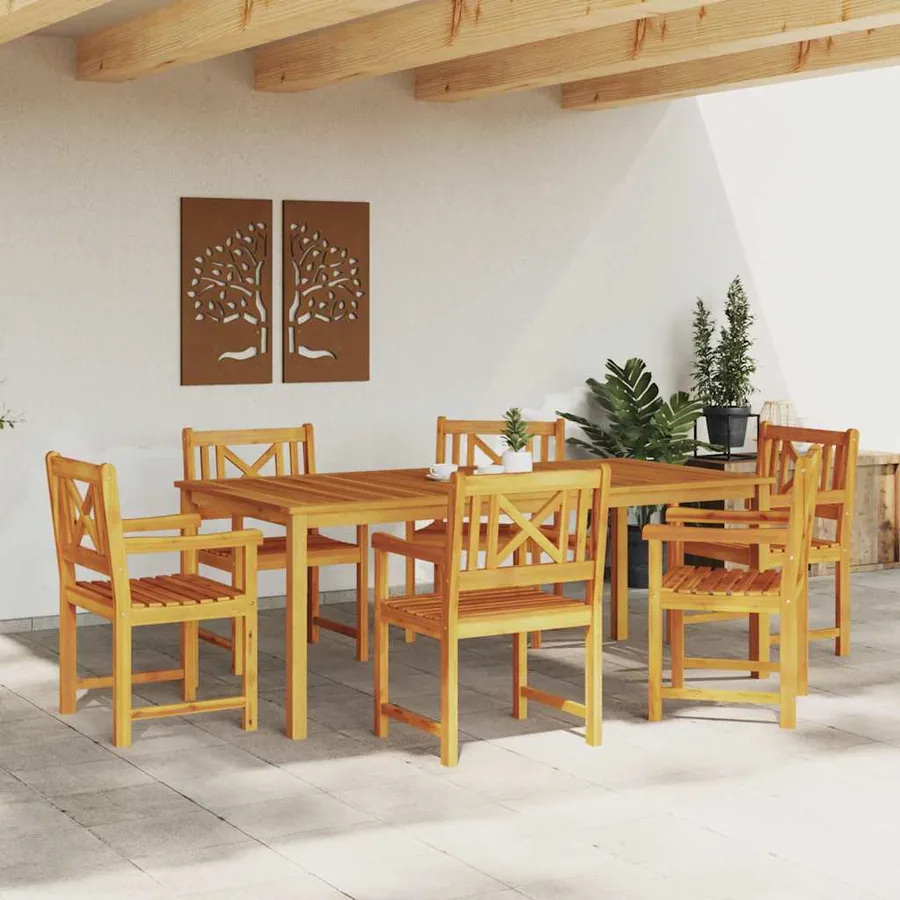 Ensemble de salle à manger pour jardin 7 pcs Marron - 4