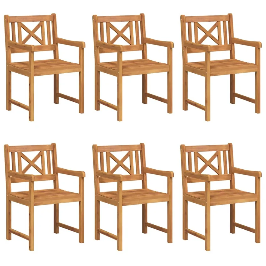 Chaises de jardin 6 pcs Naturel Bois d'Acacia Massif - 2