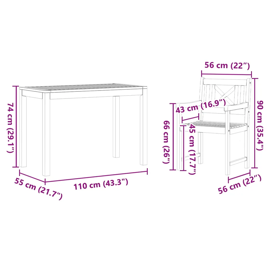 Ensemble de salle à manger pour jardin 3 pcs Marron - 8