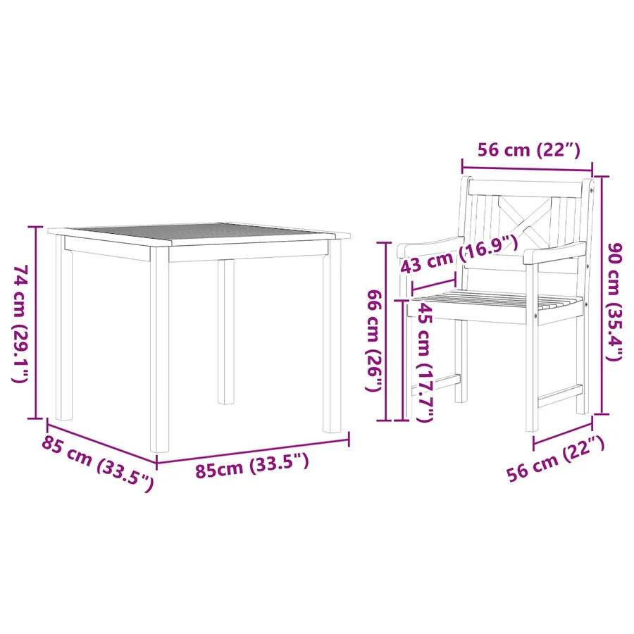 Ensemble de salle à manger pour jardin 3 pcs Marron - 8