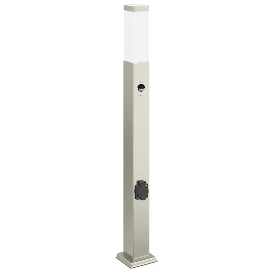 Bornes lumineuses avec détecteur et prise lot de 3 80 cm acier inoxydable IP44 - 4