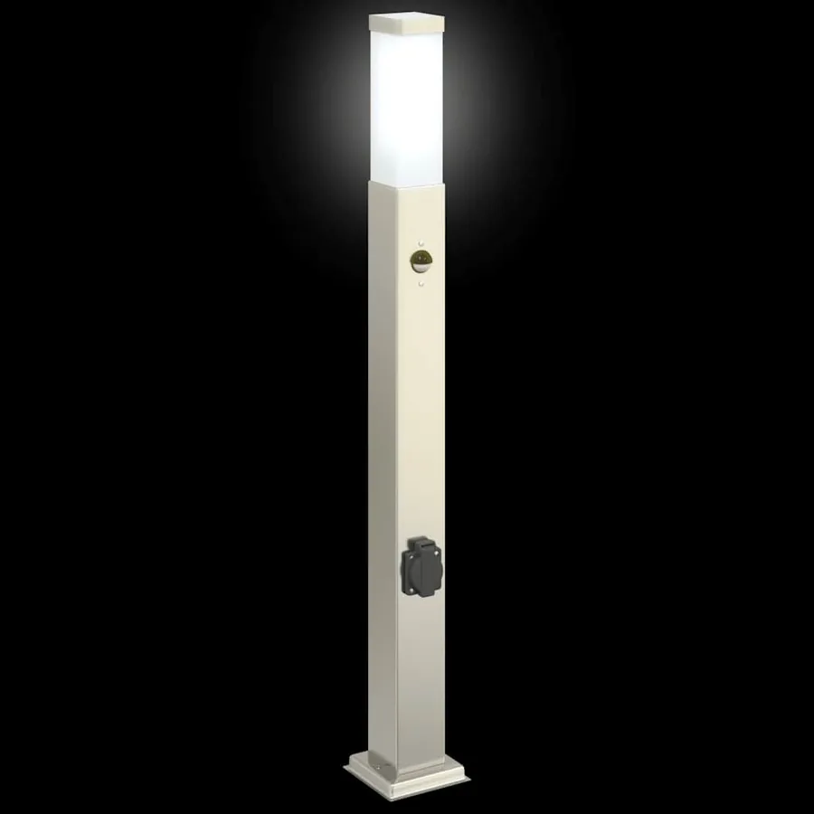 Bornes lumineuses avec détecteur et prise lot de 3 80 cm acier inoxydable IP44 - 5