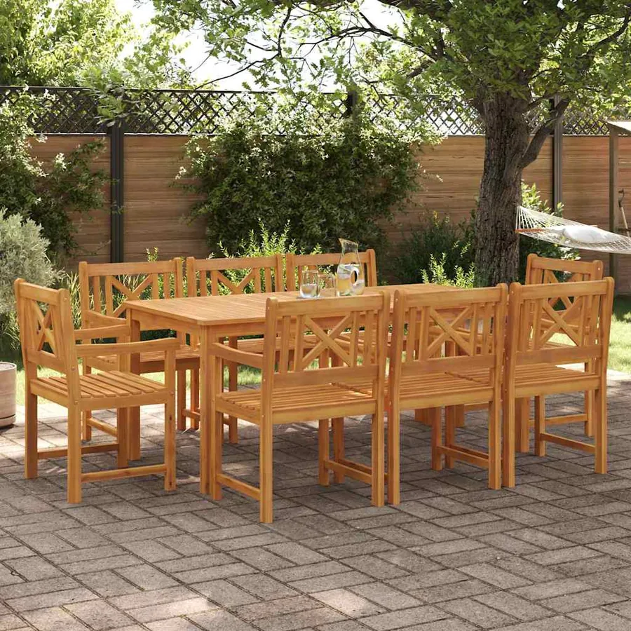 Ensemble de salle à manger pour jardin 9 pcs Marron