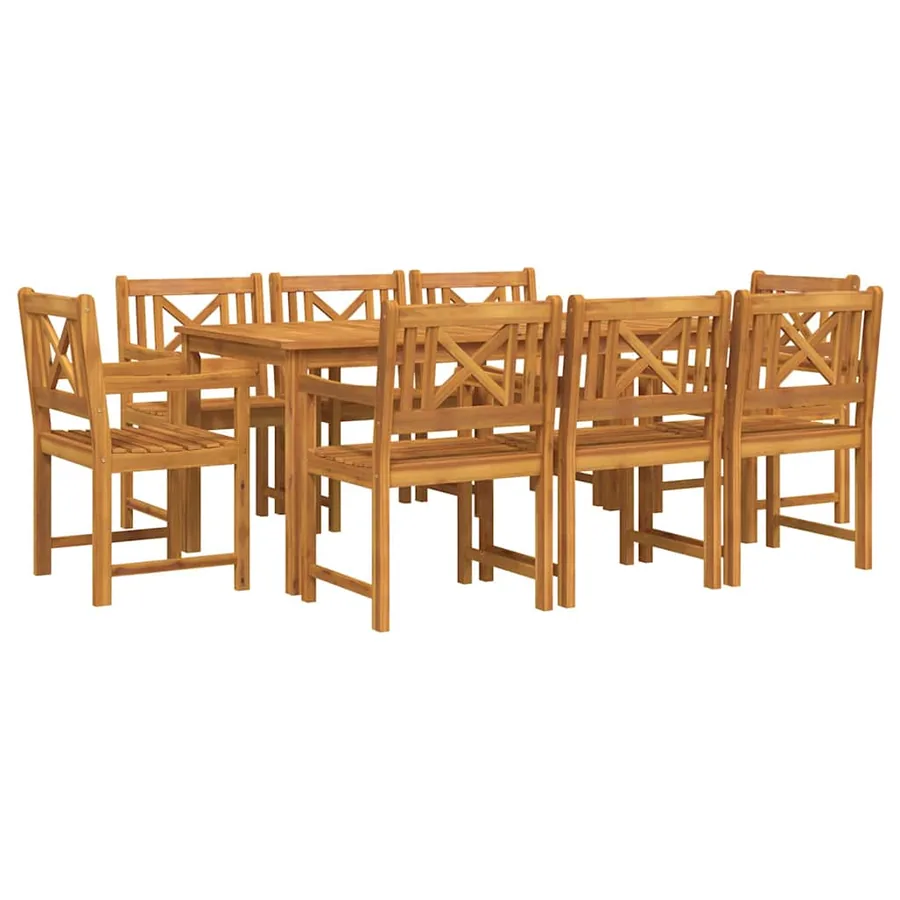 Ensemble de salle à manger pour jardin 9 pcs Marron - 2