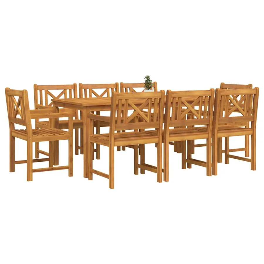 Ensemble de salle à manger pour jardin 9 pcs Marron - 3