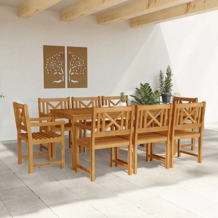 Ensemble de salle à manger pour jardin 9 pcs Marron - 4