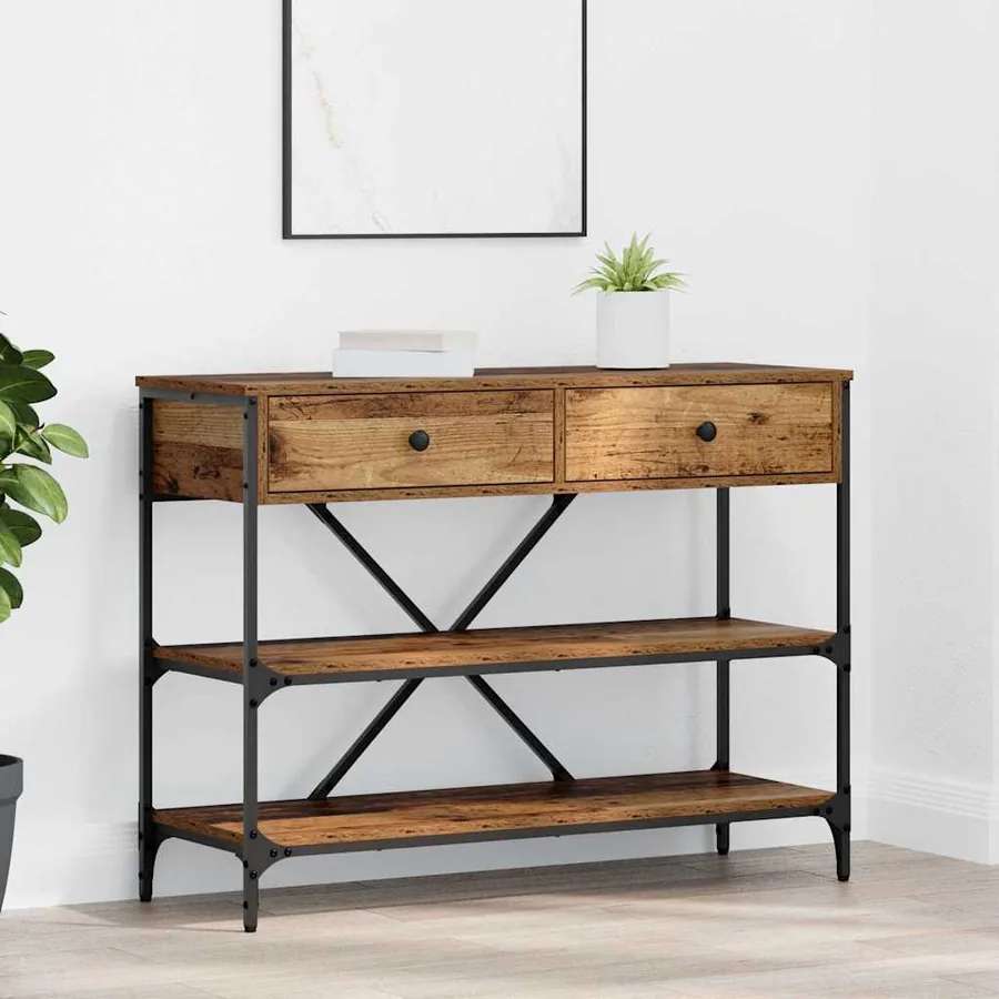 Table console avec tiroir Marron 100 x 34,5 x 75 cm bois