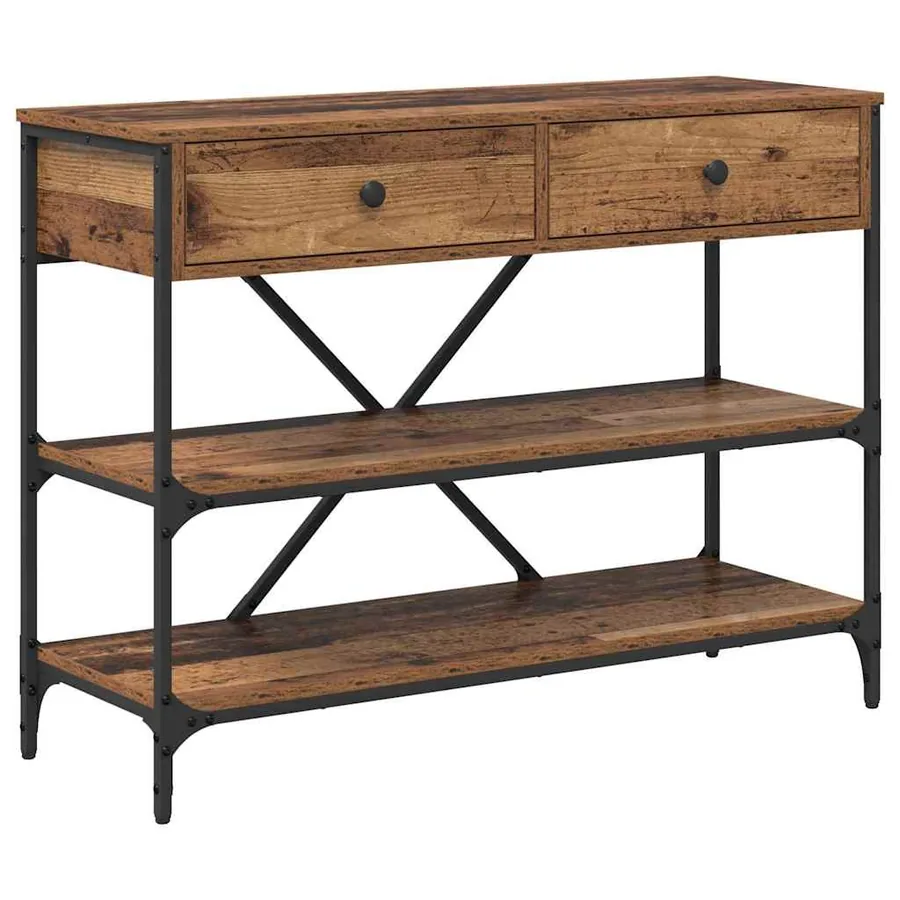 Table console avec tiroir Marron 100 x 34,5 x 75 cm bois - 2